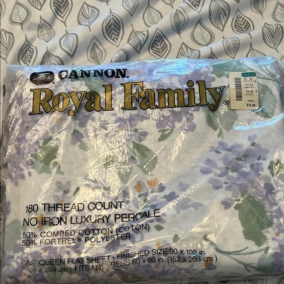 Cannon Vintage Old Stock 2 King Pillow Cases 2 Royal Family Queen Flat Sheet - Picture 2 of 3